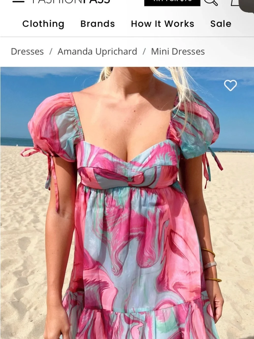Amanda Uprichard Sicily Dress Small Pink Blue Floral Mini Dress - Picture 4 of 4